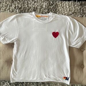 Aviator Nation White T-Shirt with Red Heart